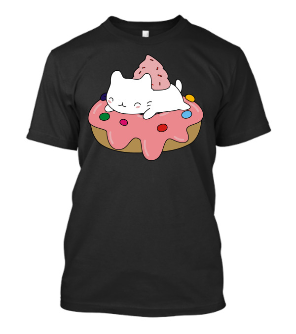 Cute Kitten Resting On Sprinkle Donut With Frosting T-Shirt