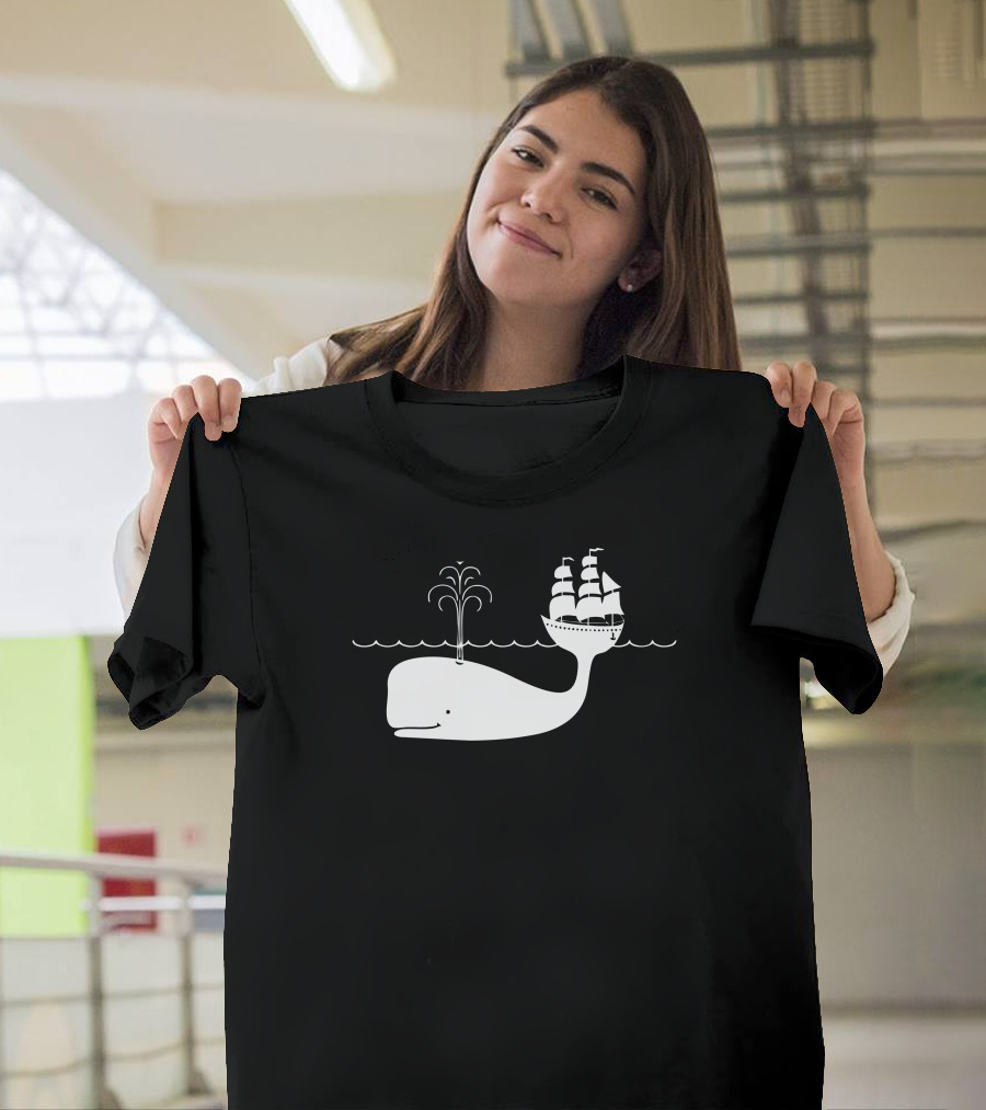 Minimal Moby Whale Ship T-Shirt