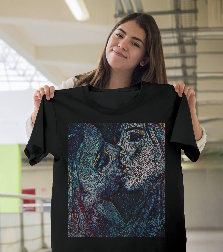 Neon Kiss Abstract Lovers T-Shirt