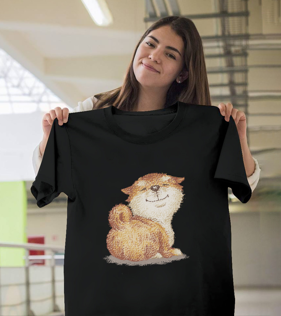 Shiba Smiling Happy Dog with Fluffy Tail T-Shirt