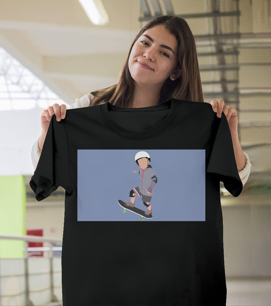 Skateboard Kid in Helmet and Gear T-Shirt