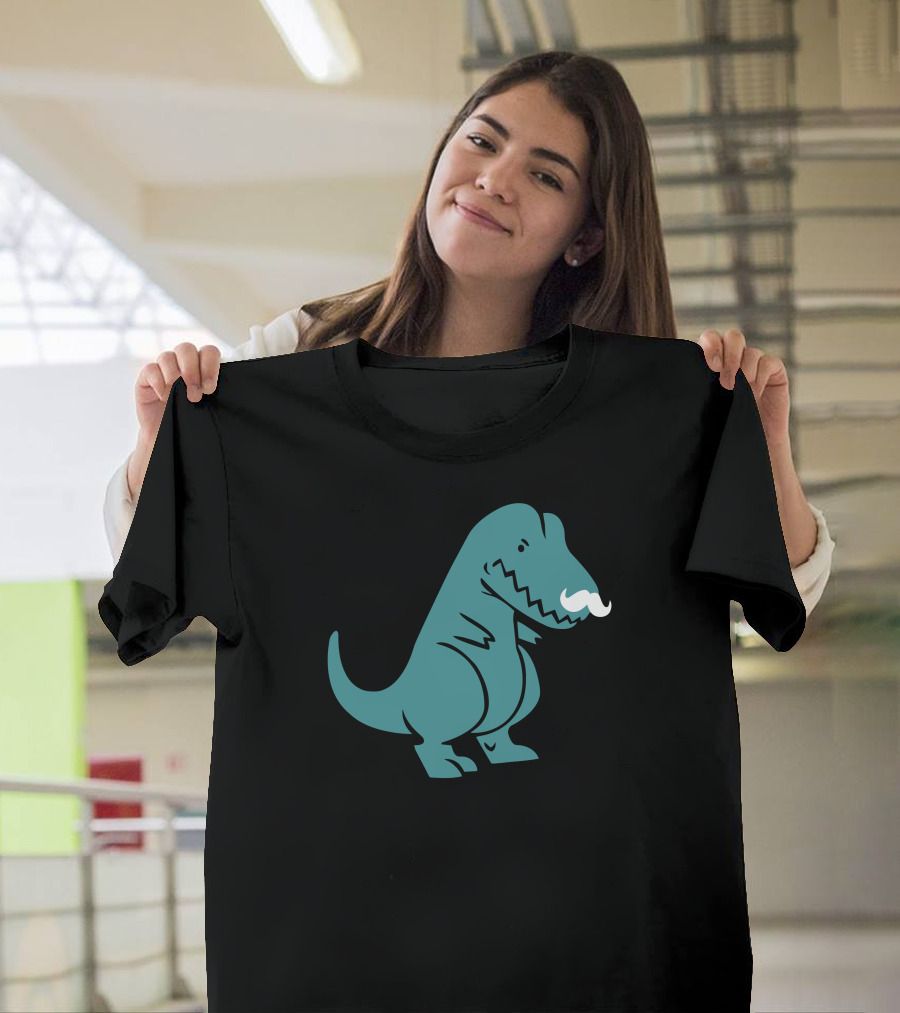 T Rex Dinosaur with Mustache T-Shirt