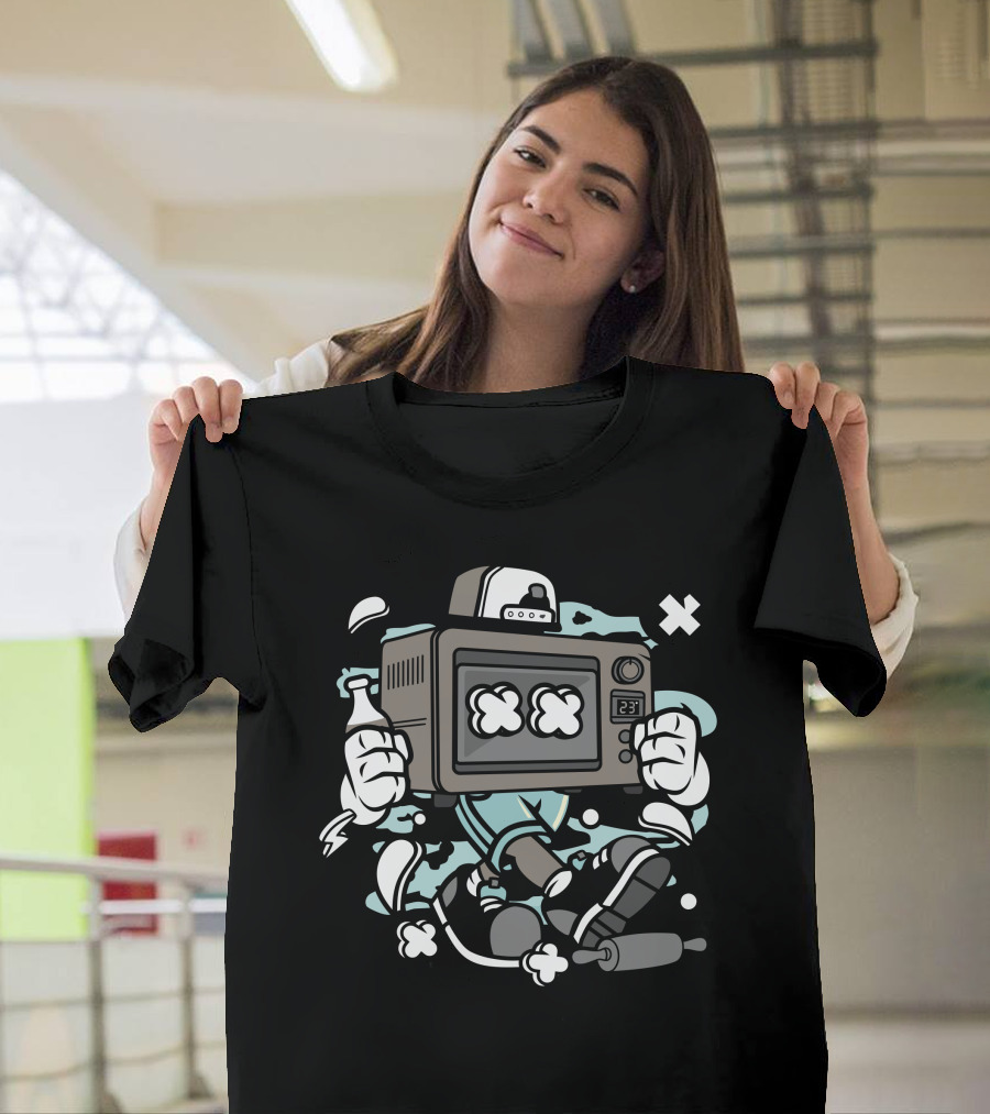 Baking Oven Cartoon Character with Sneakers and Bottle T-Shirt