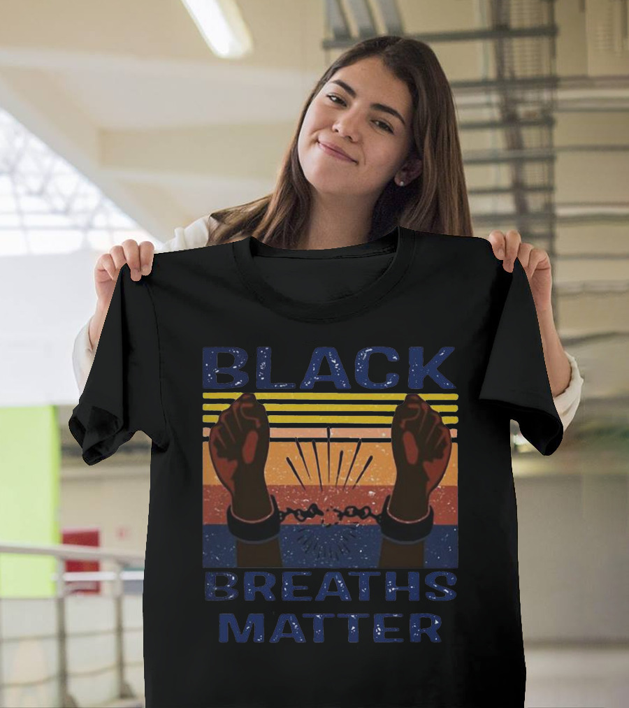 Black Breaths Matter Fists in Chains Breaking Free T-Shirt