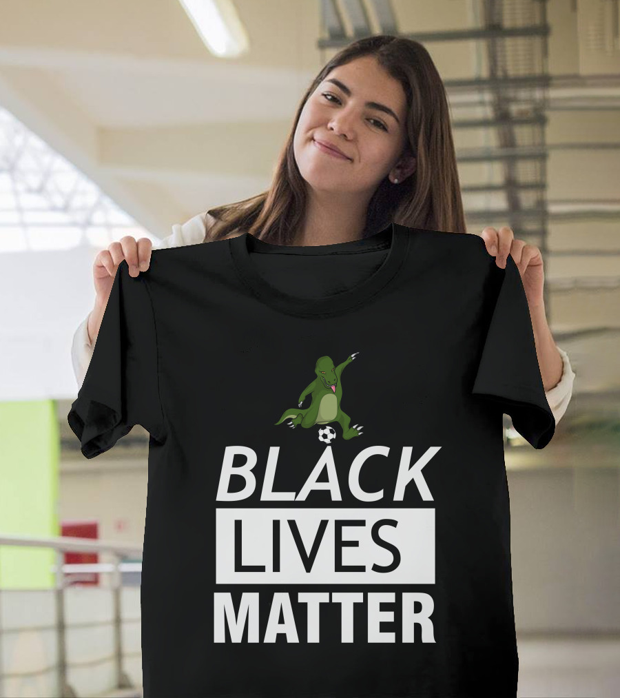 Black Lives Matter Green Dragon Kicking Soccer Ball T-Shirt
