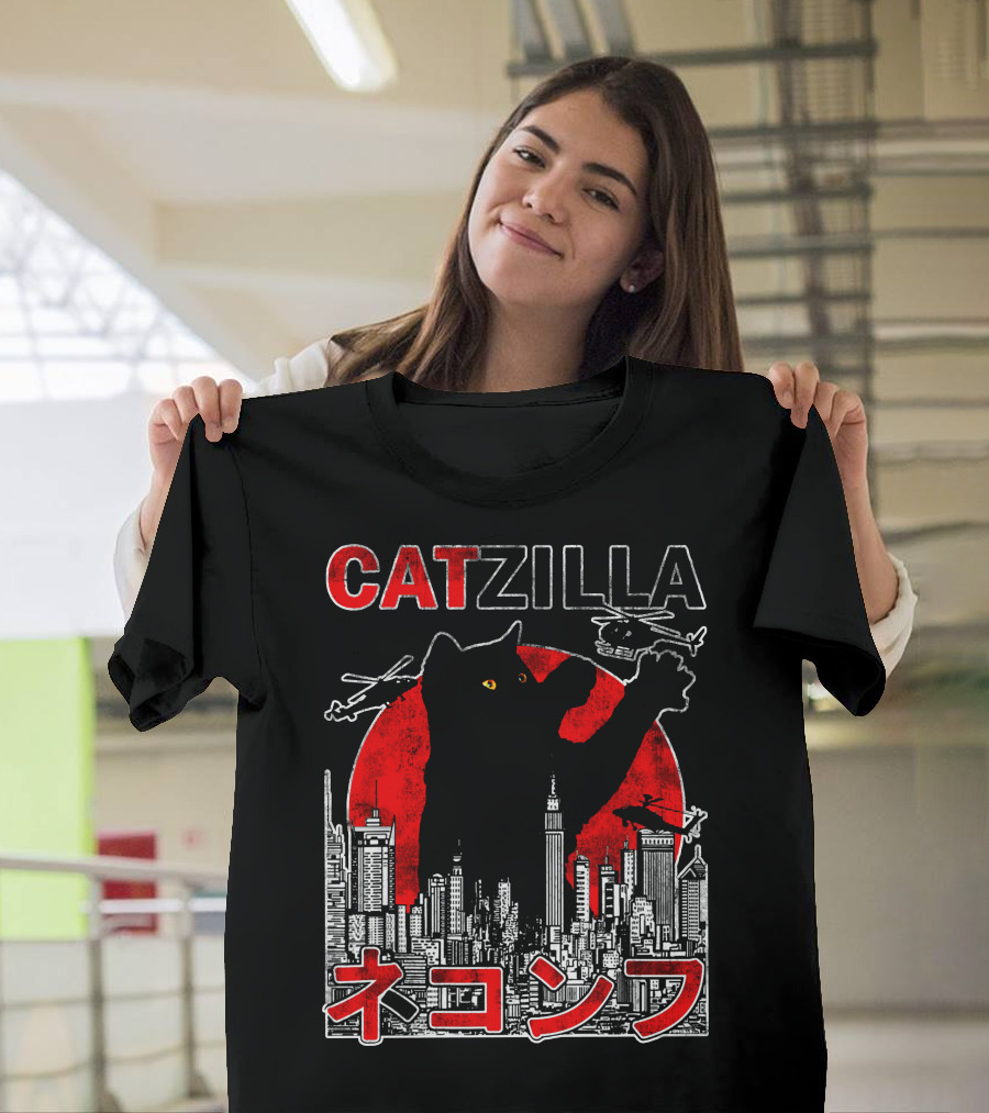 CATZILLA Helicopters Cityscape Red Sun T-Shirt