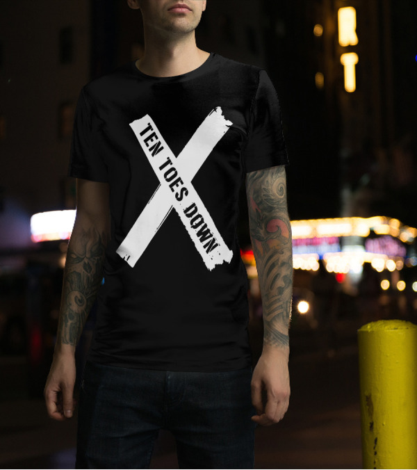 Deestroying Ten Toes Down X TTD Merch In White T-Shirt