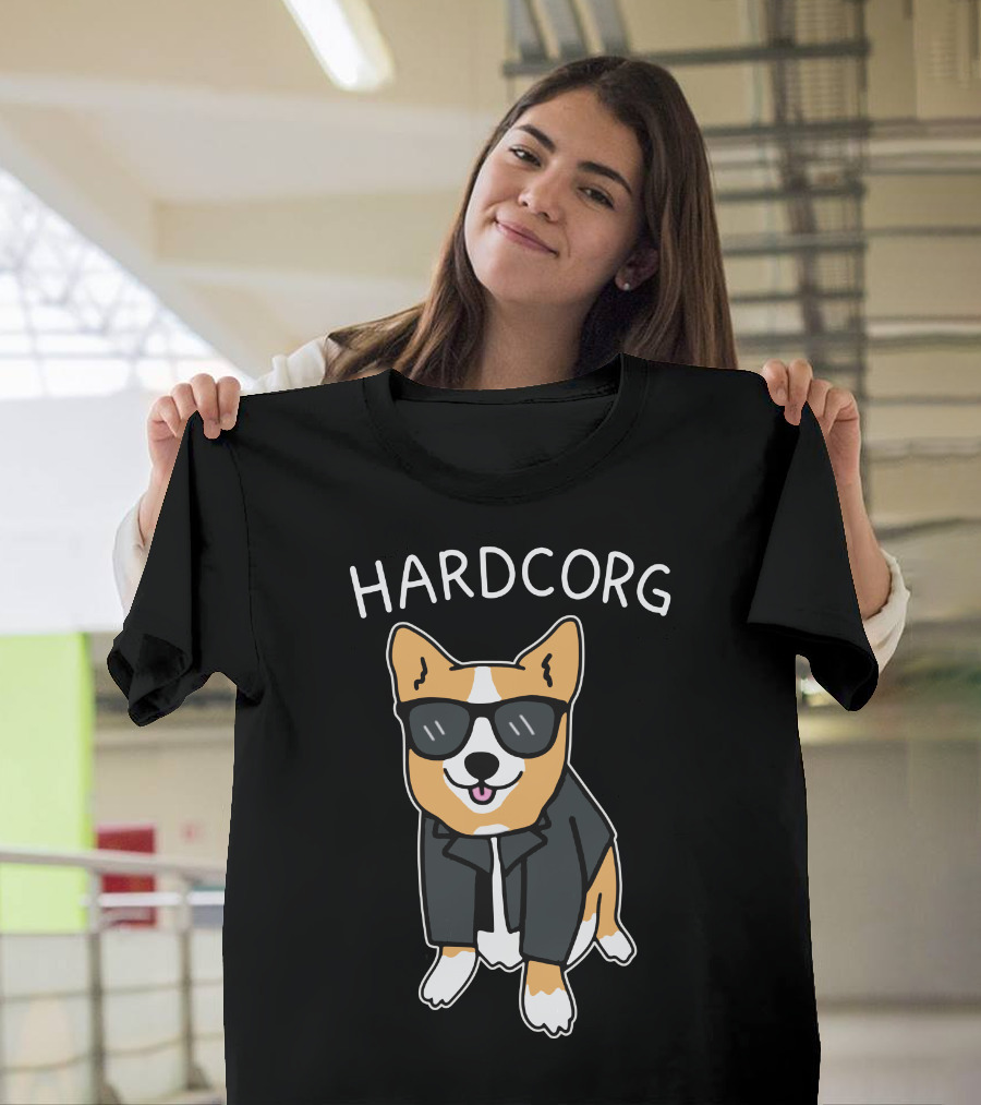 Hardcorg Cool Sunglasses Corgi in Leather Jacket T-Shirt