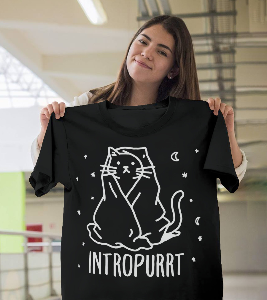 Intropurrt Cat Doodle with Stars and Moon T-Shirt