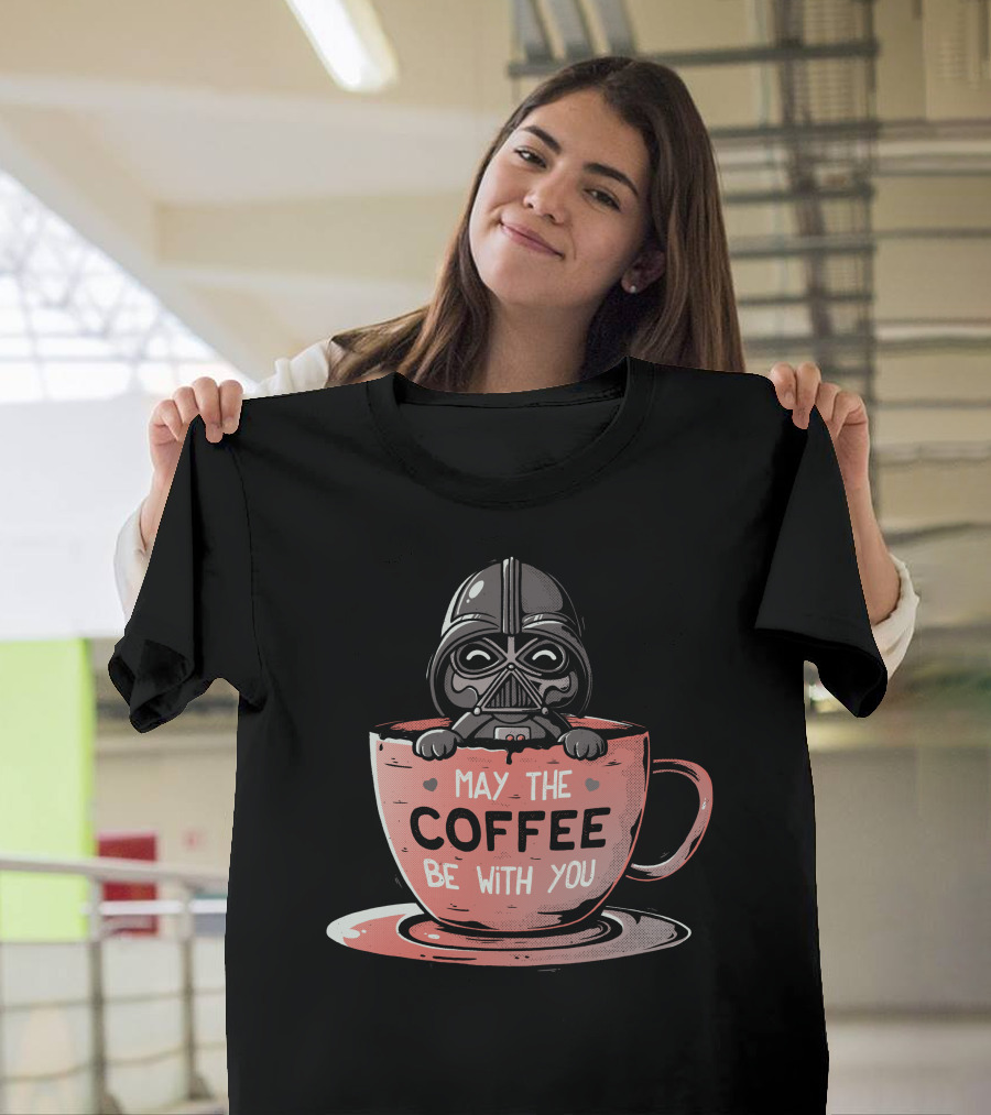 May The Coffee Be With You Dark Helmet Cup Character T-Shirt