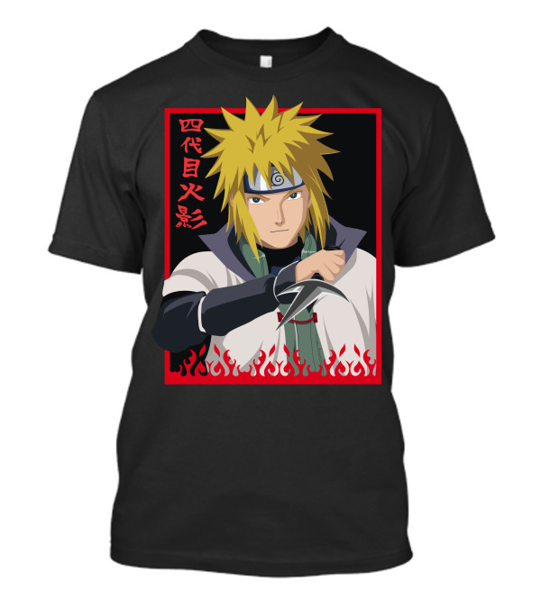 Minato Namikaze Fourth Hokage Kanji Flames Frame T-Shirt