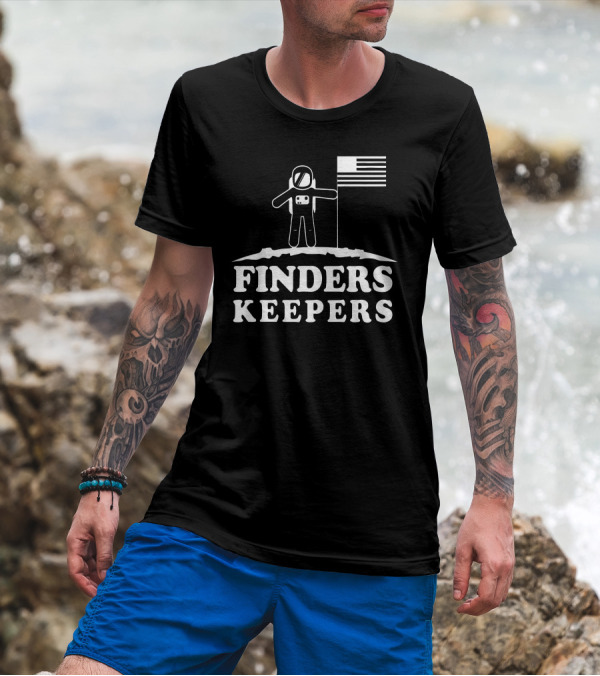 Finders Keepers Moon Astronaut With Flag T-Shirt