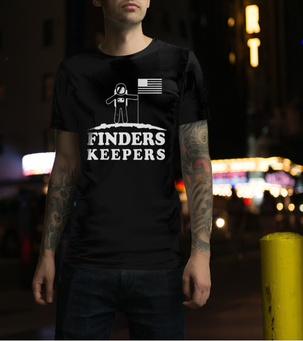 Finders Keepers Moon Astronaut With Flag T-Shirt