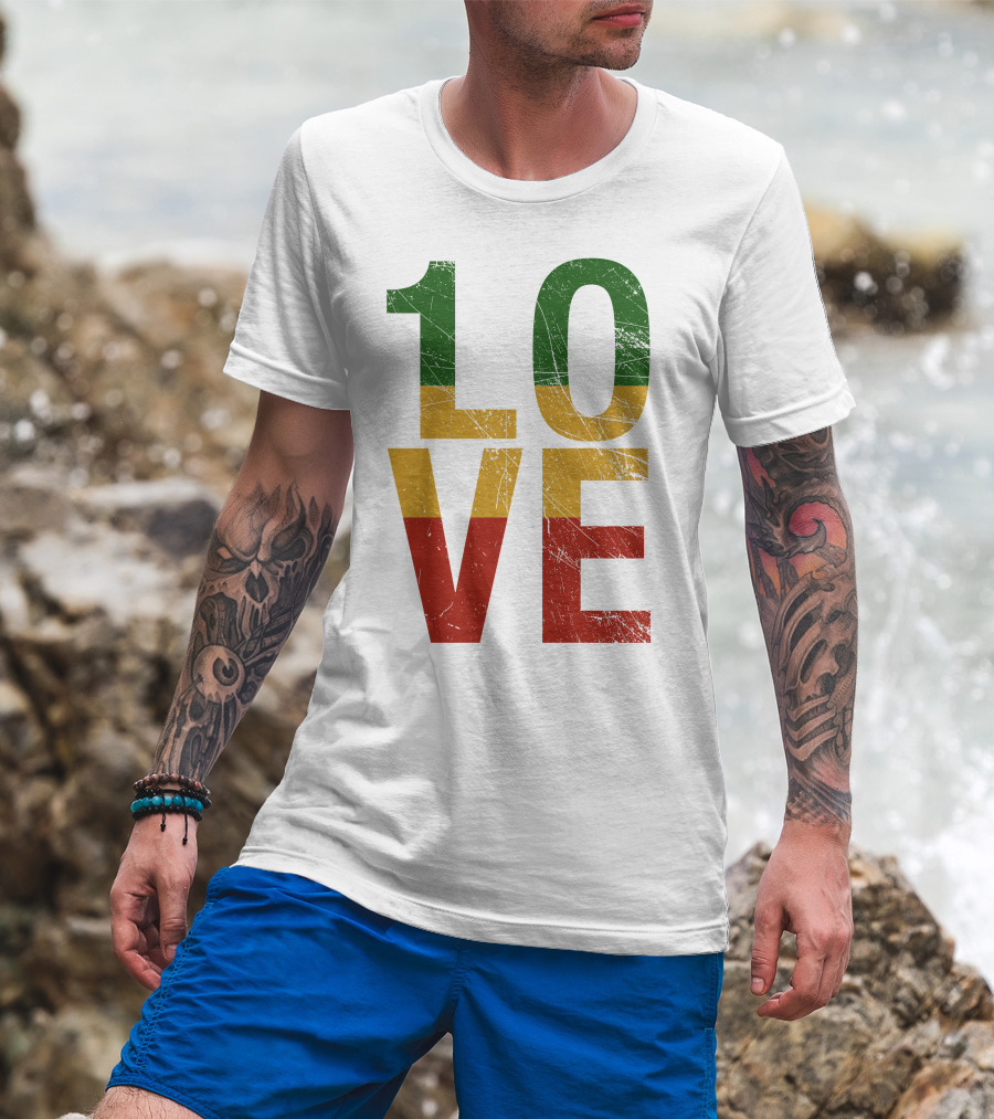 One Love Rasta Reggae Flag Colors T-Shirt