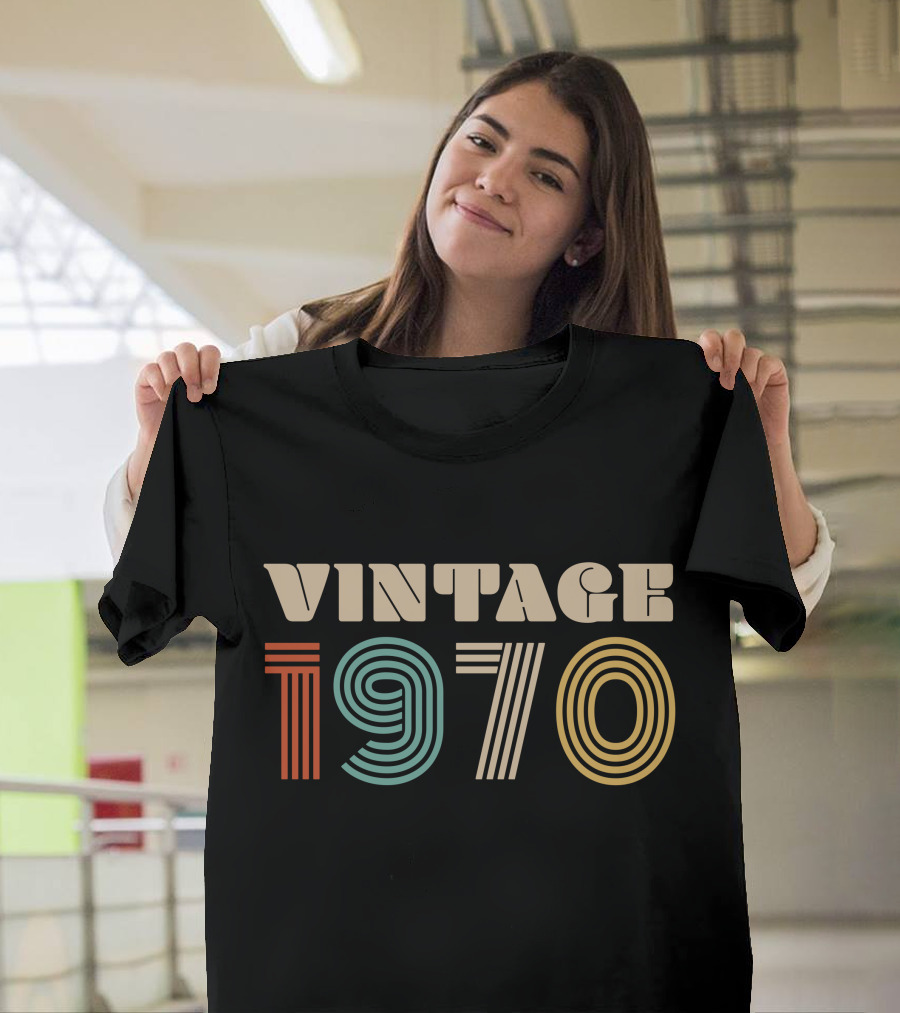 Vintage 1970 Retro Style Block Numbers T-Shirt