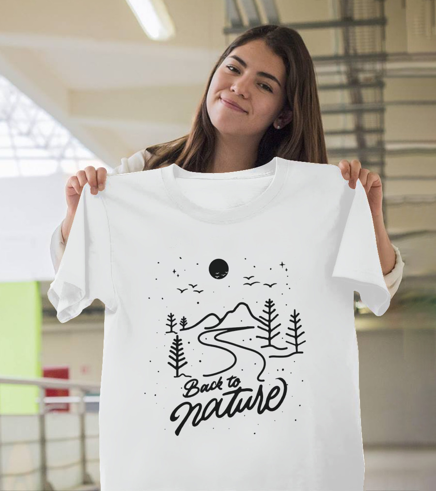Back To Nature Scenic Mountain Path Under Night Sky T-Shirt