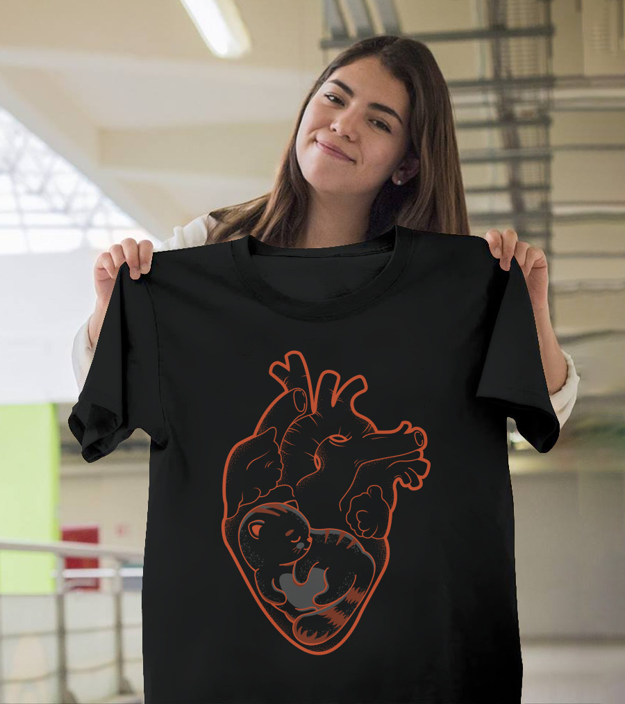 Cat Cozy Inside Anatomical Heart T-Shirt