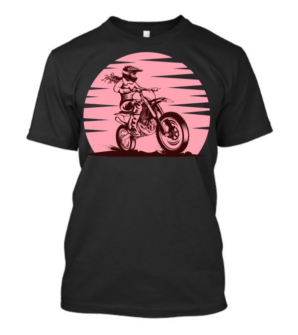 Motorcycles Rider On Pink Sunset Dirt Bike Scene T-Shirt