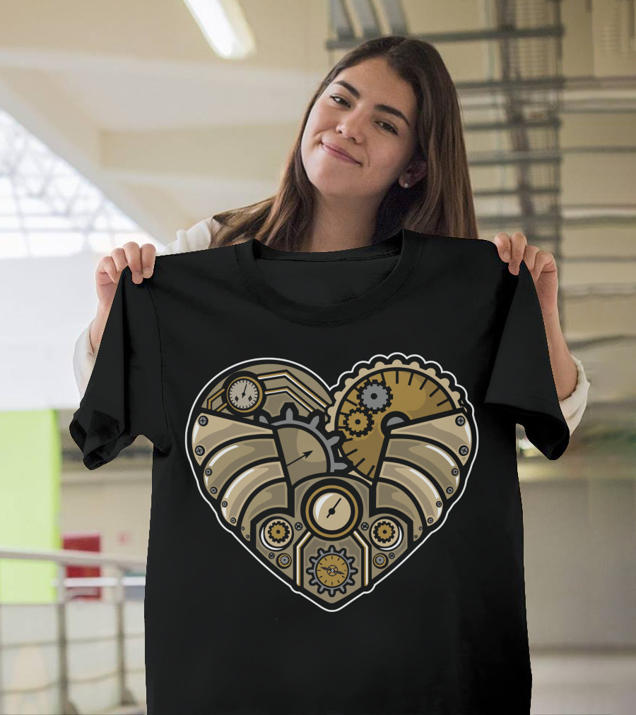 Steampunk Heart Clockwork Gears and Cogs T-Shirt