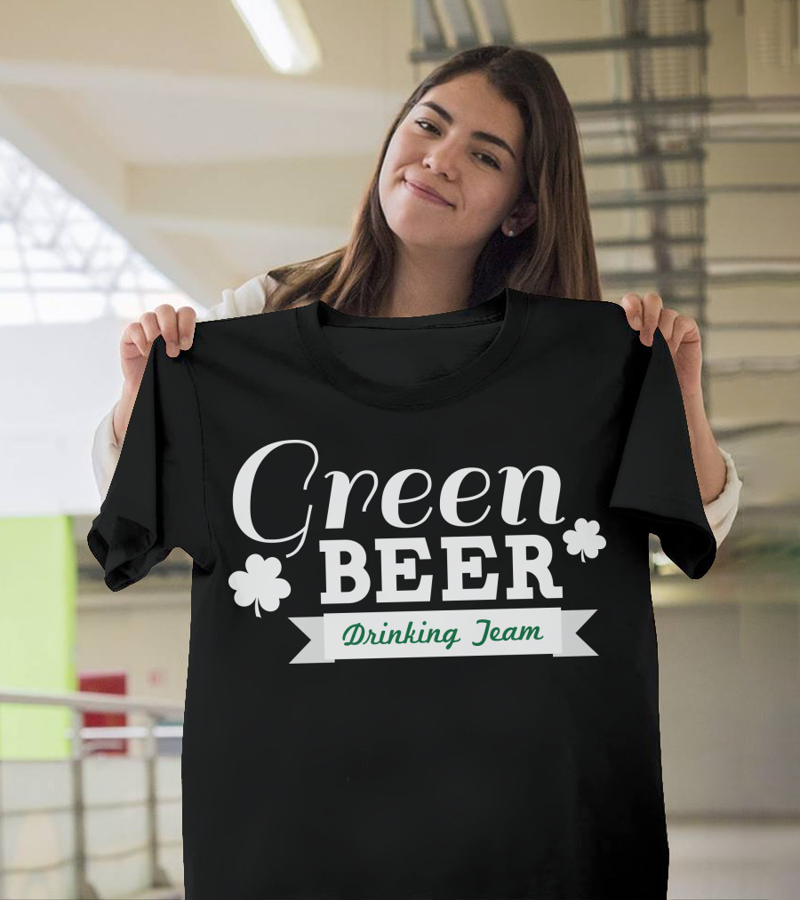 Green Beer Drinking Team Shamrock Banner T-Shirt