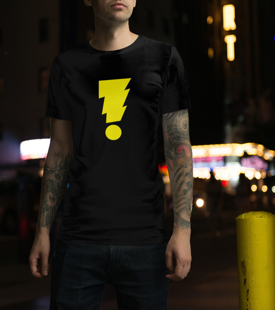 MADMAN Bold Yellow Exclamation Lightning Bolt T-Shirt