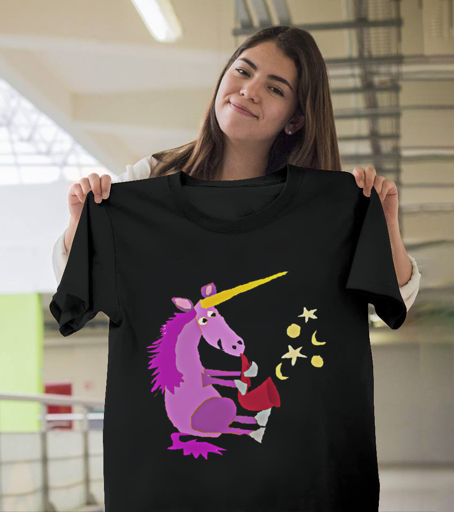 Funky Unicorn Playing Saxophone with Stars and Moons T-Shirt