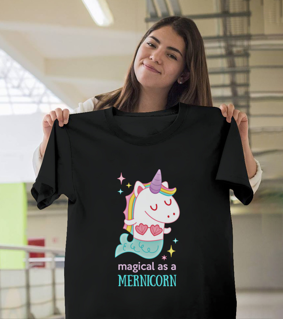 Magical As a Mernicorn Pastel Unicorn Mermaid Hybrid T-Shirt