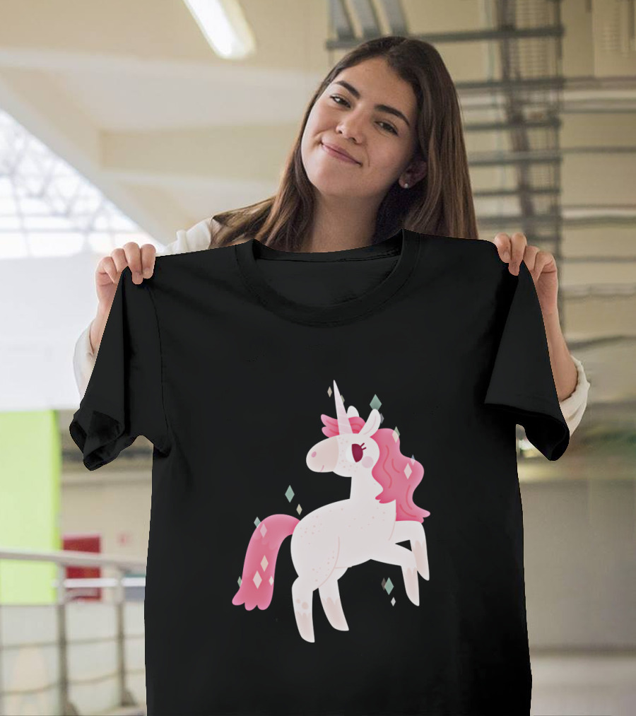 Pink Sparkly Unicorn with Gem-Like Accents T-Shirt