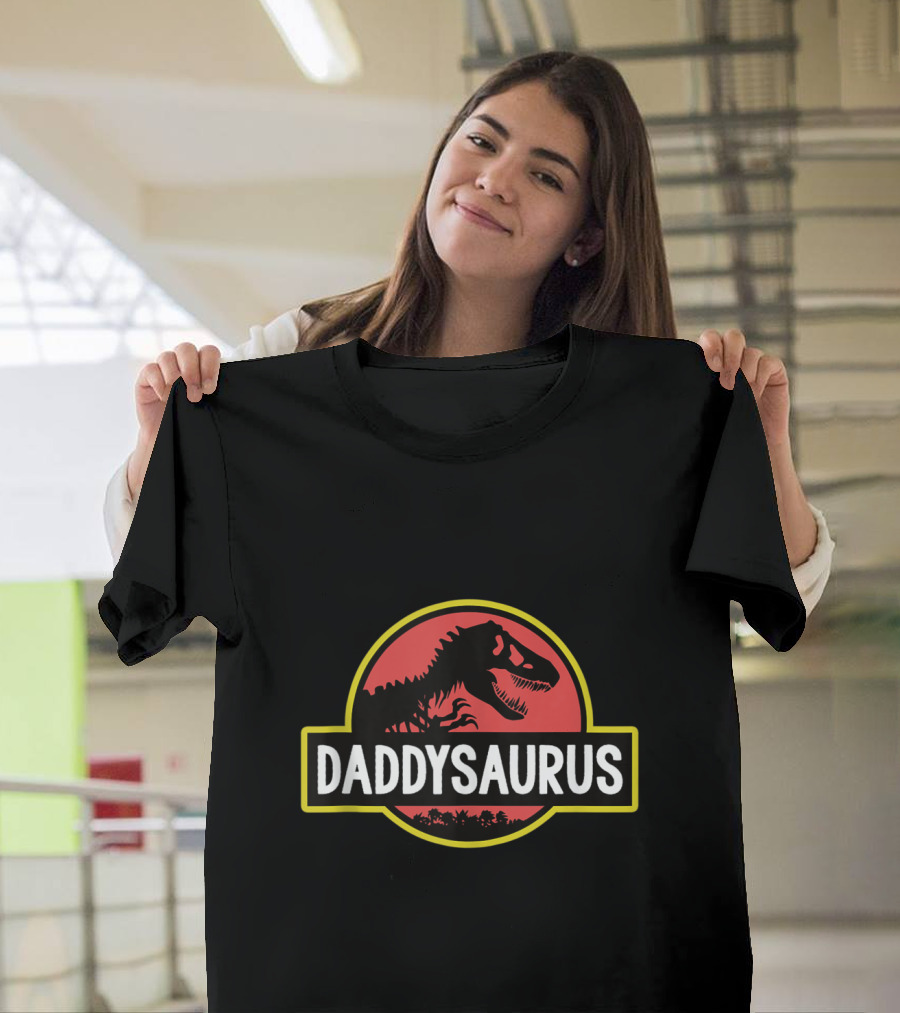 Daddysaurus Dad Husband Father's Day Matching Dinosaur Jurassic Park T-Shirt