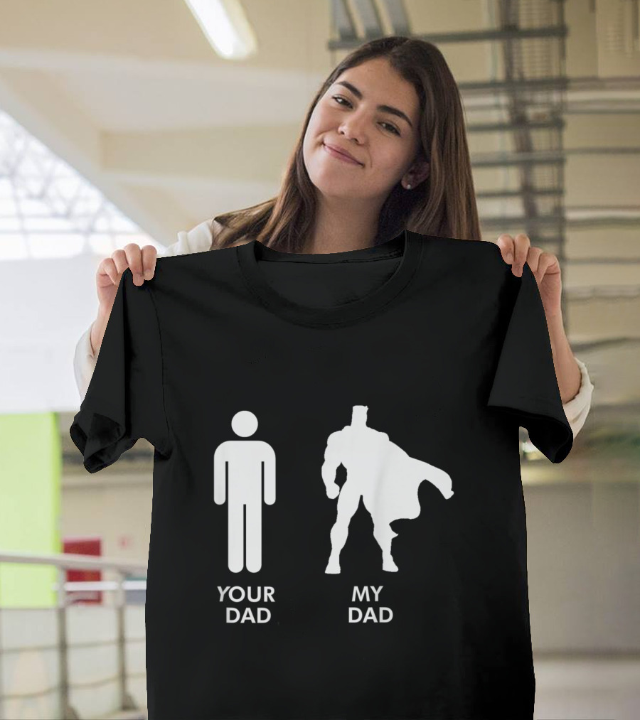 Your Dad Basic Figure Vs. My Dad Superhero Silhouette with Cape T-Shirt