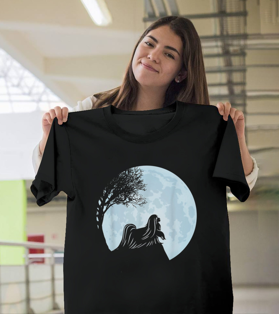MALTESE Silhouette Under Full Moon and Tree T-Shirt