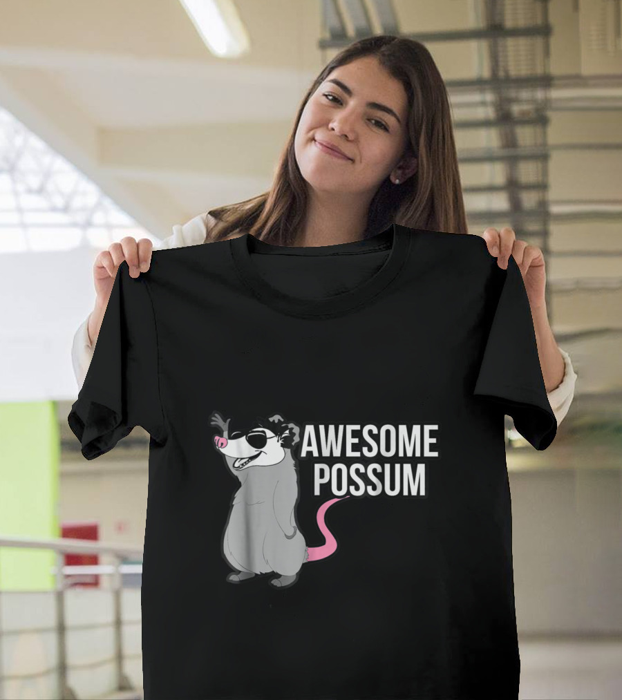 Awesome Possum Funny Cartoon with Sunglasses and Cool Attitude T-Shirt