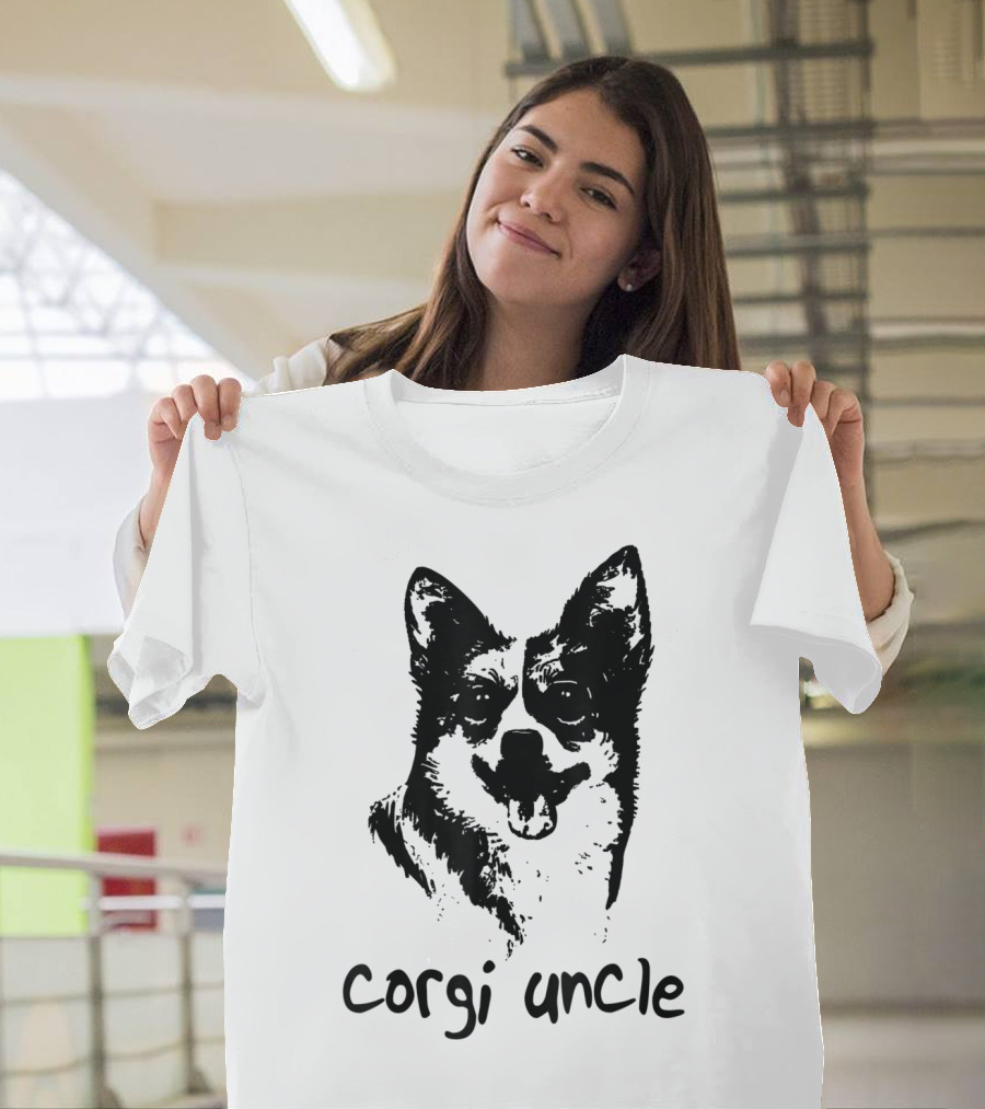 Hand Drawn Corgi Uncle Dog Lovers Cool Animals T-Shirt