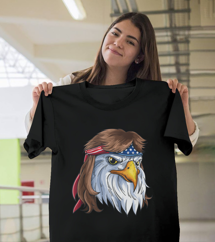 Eagle Mullet 4th Of July Merica American Flag Bandana T-Shirt