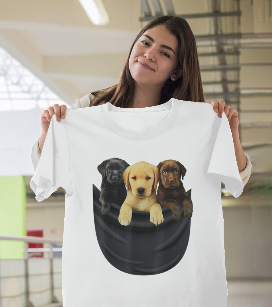 3 Labrador Puppies in Pocket Love Dog Puppy T-Shirt