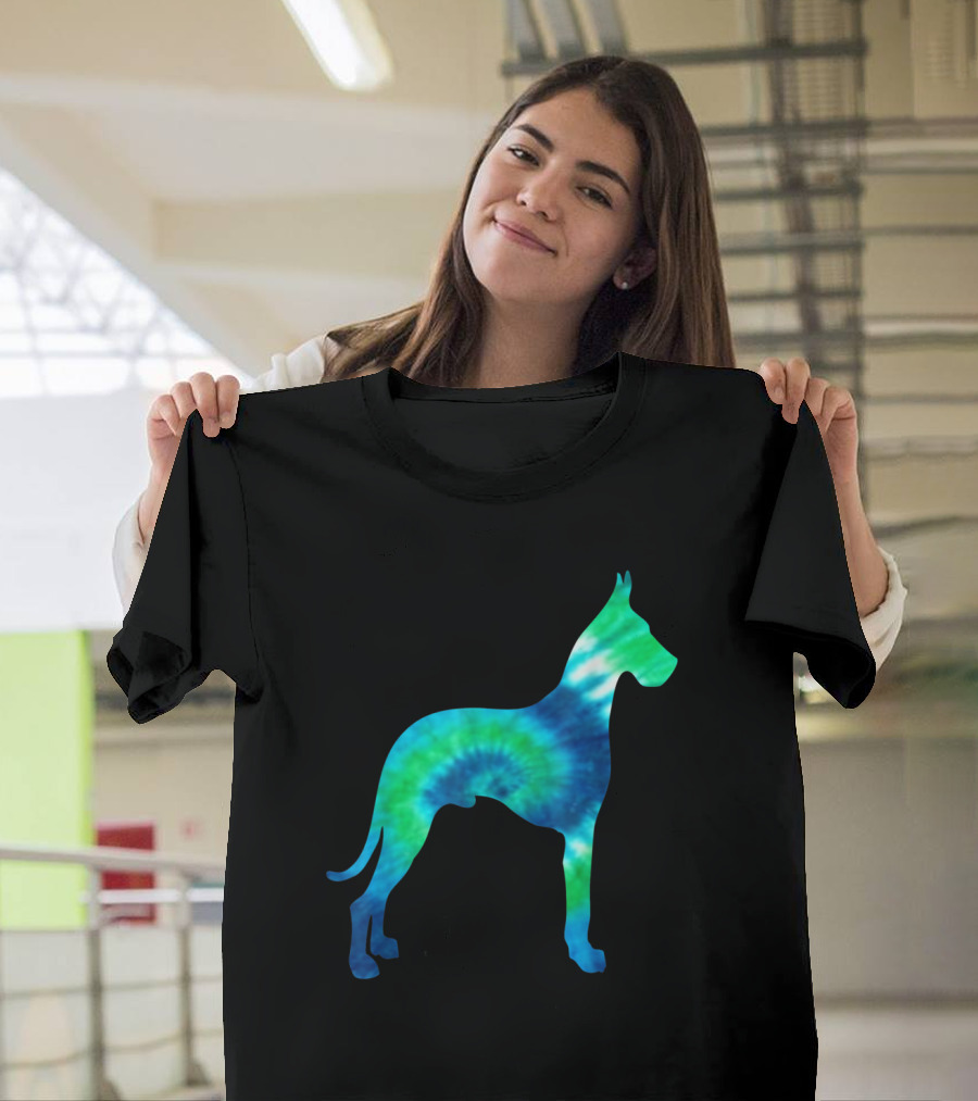 Blue Tie Dye Great Dane Dog T-Shirt