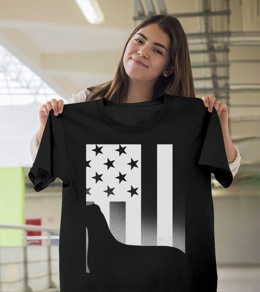 Great Dane Silhouette with Stars and Stripes American Flag USA Patriotic Dog T-Shirt