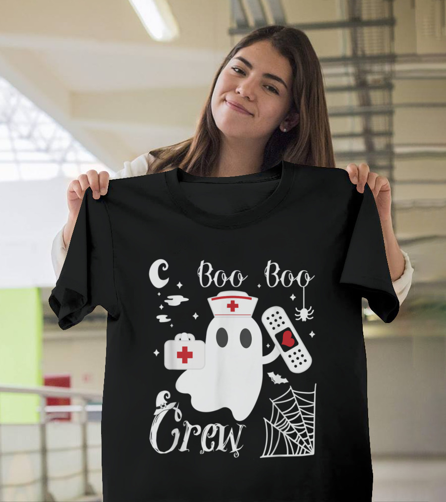 Boo Boo Crew Funny Ghost Nurse Bandage Spider Nurse Hat Ghostly Medical Kit T-Shirt