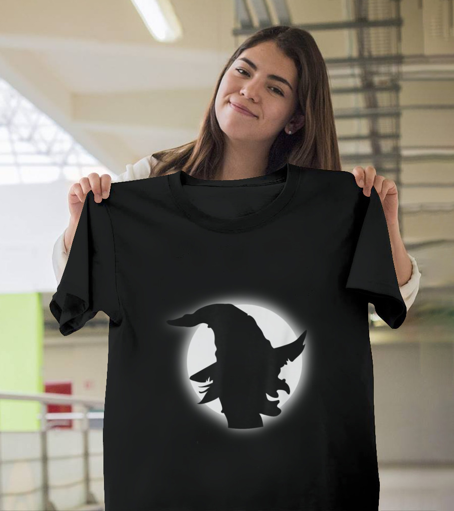 Halloween Witch Silhouette with Full Moon Glow T-Shirt