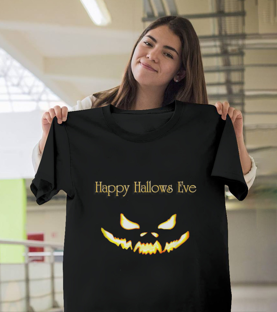 Happy Hallows Eve Glowing Jack-O'-Lantern Face T-Shirt
