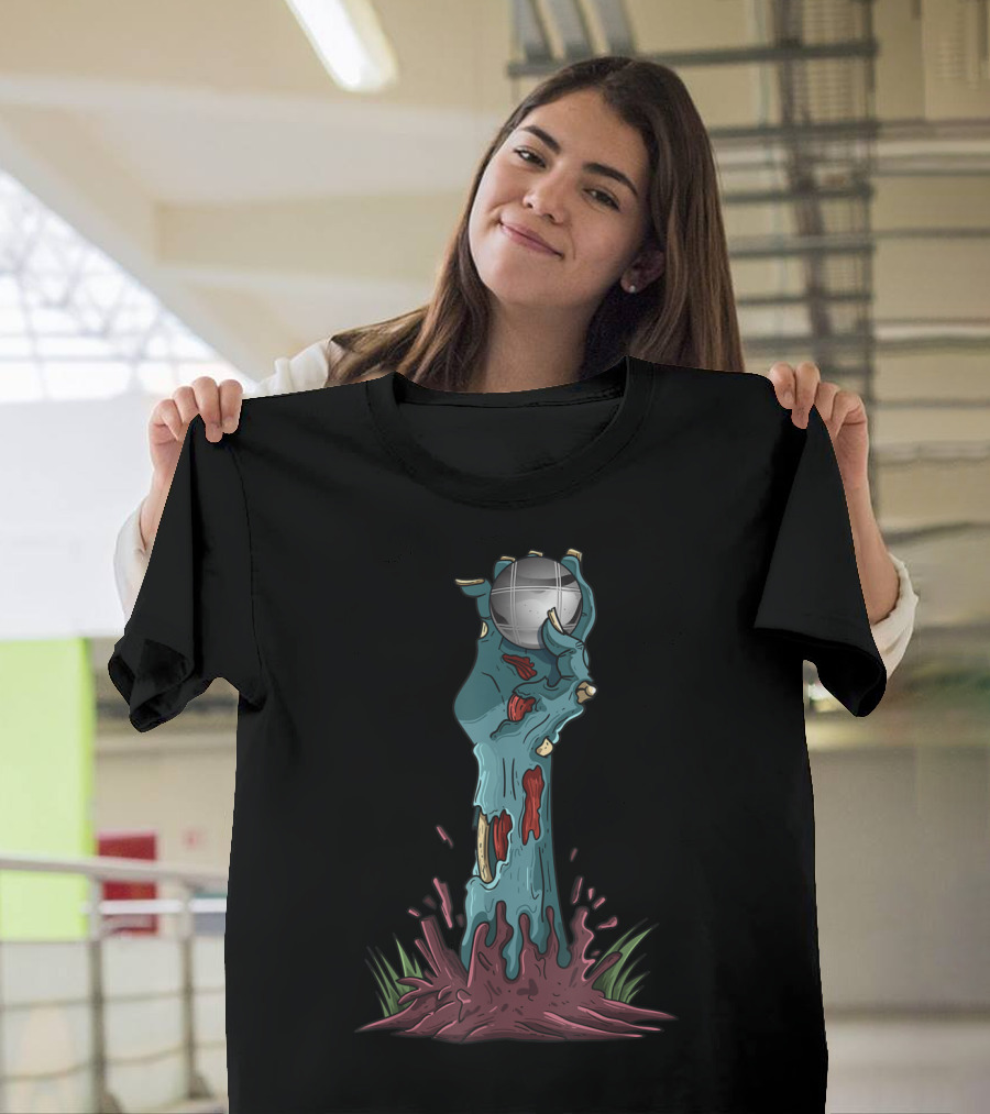 Zombie Hands Petanque Funny Halloween Horror Scary T-Shirt