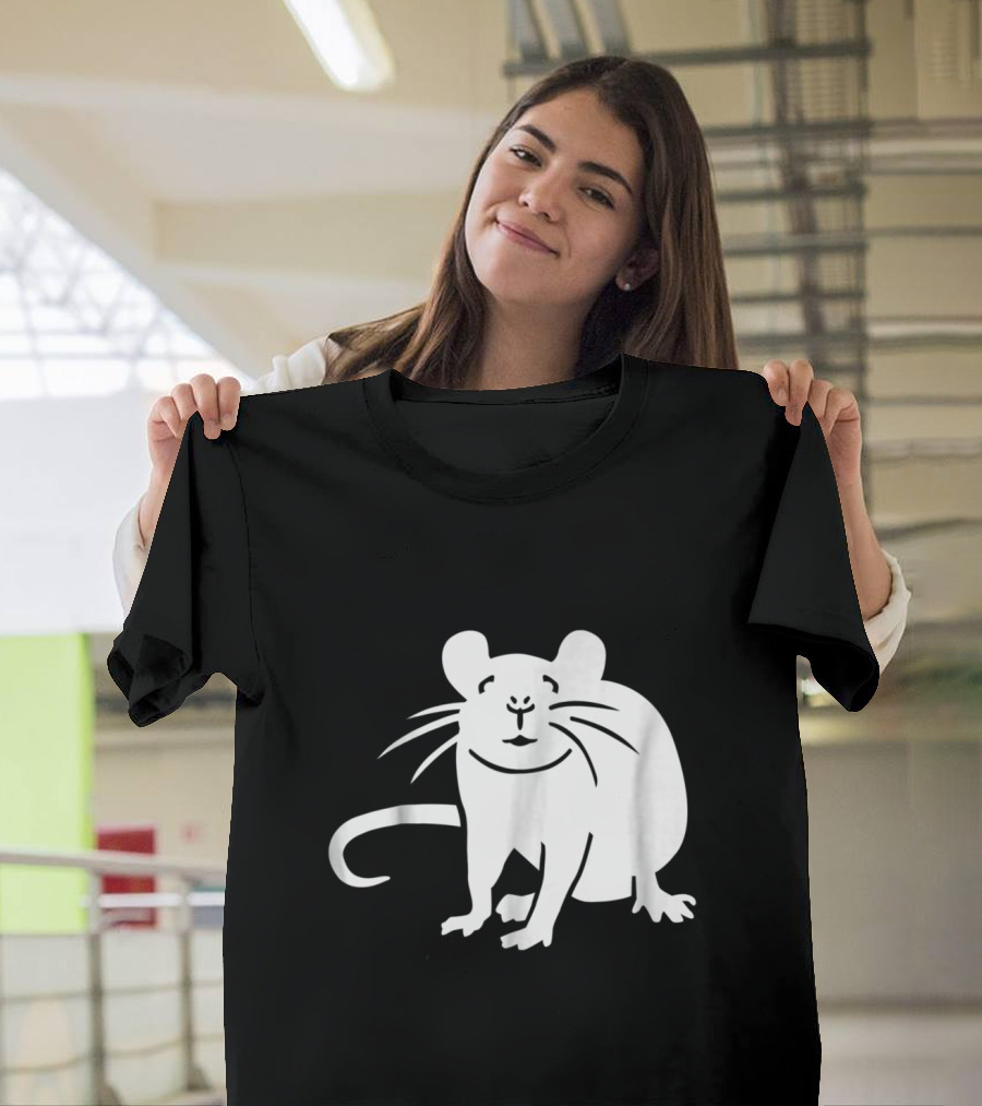 Rat Cute Minimalist White T-Shirt