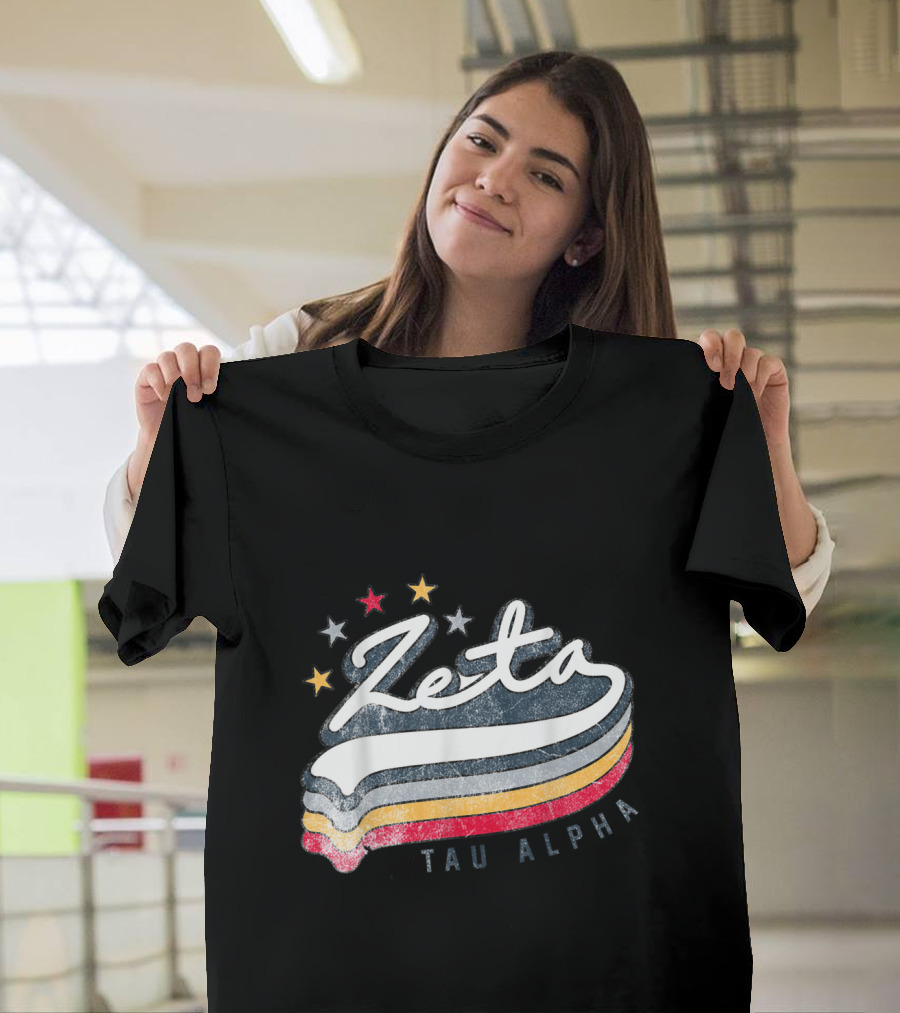 Zeta Tau Alpha Vintage Retro Stars Greek T-Shirt