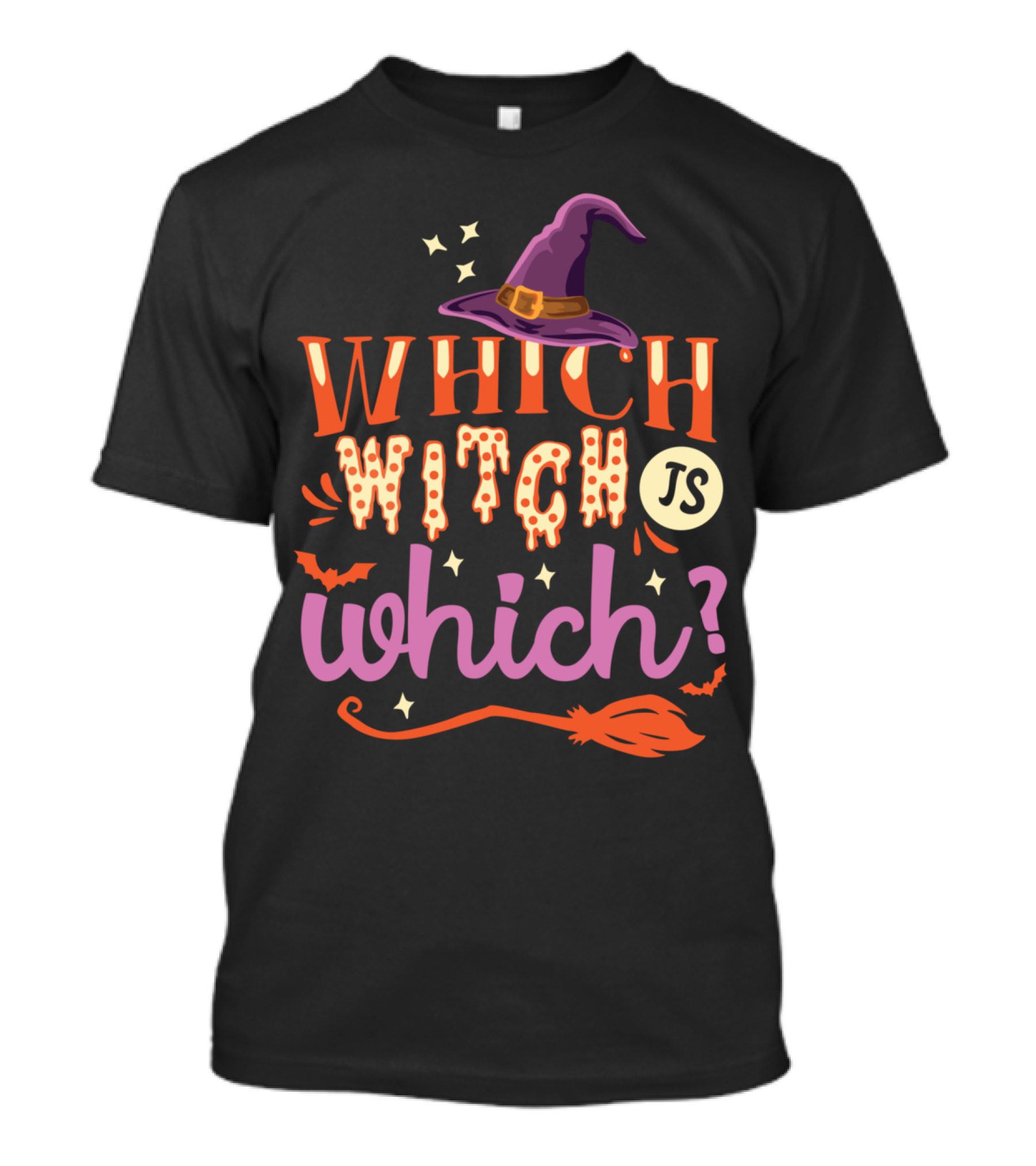 Which Witch Is Which Halloween Witch Hat Broom Stars Bat T-Shirt