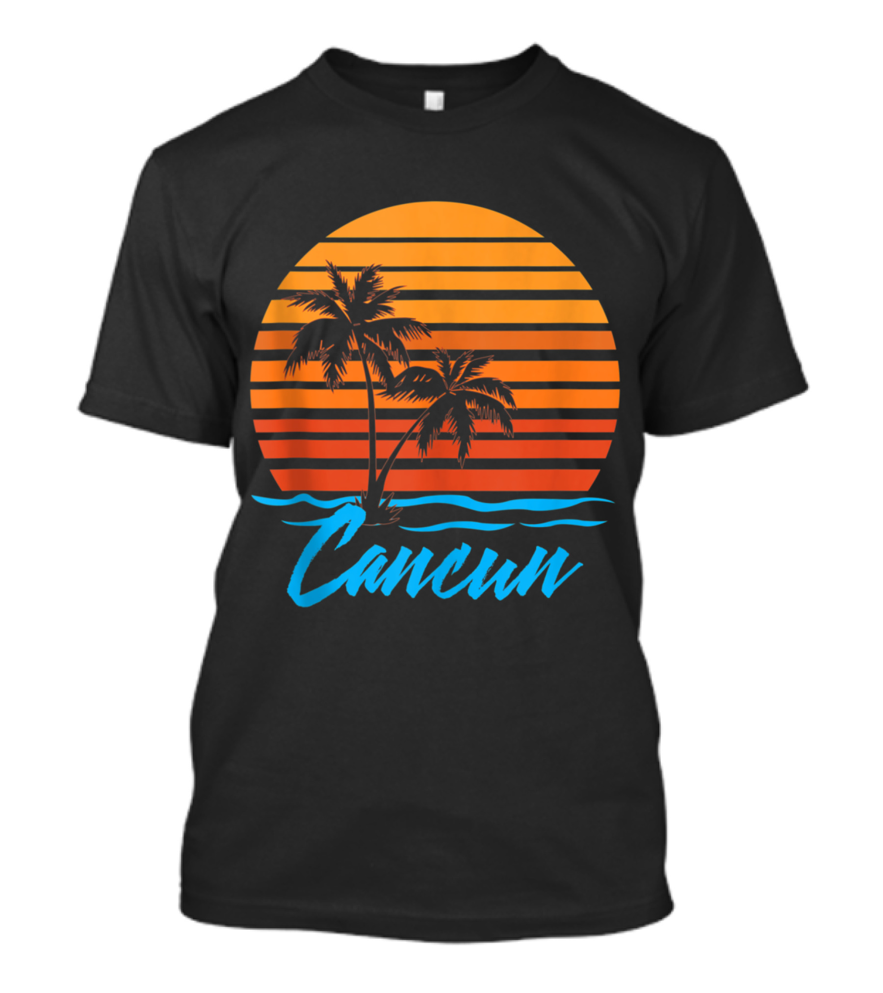 Cancun Sunset Palm Trees Beach Vacation T-Shirt