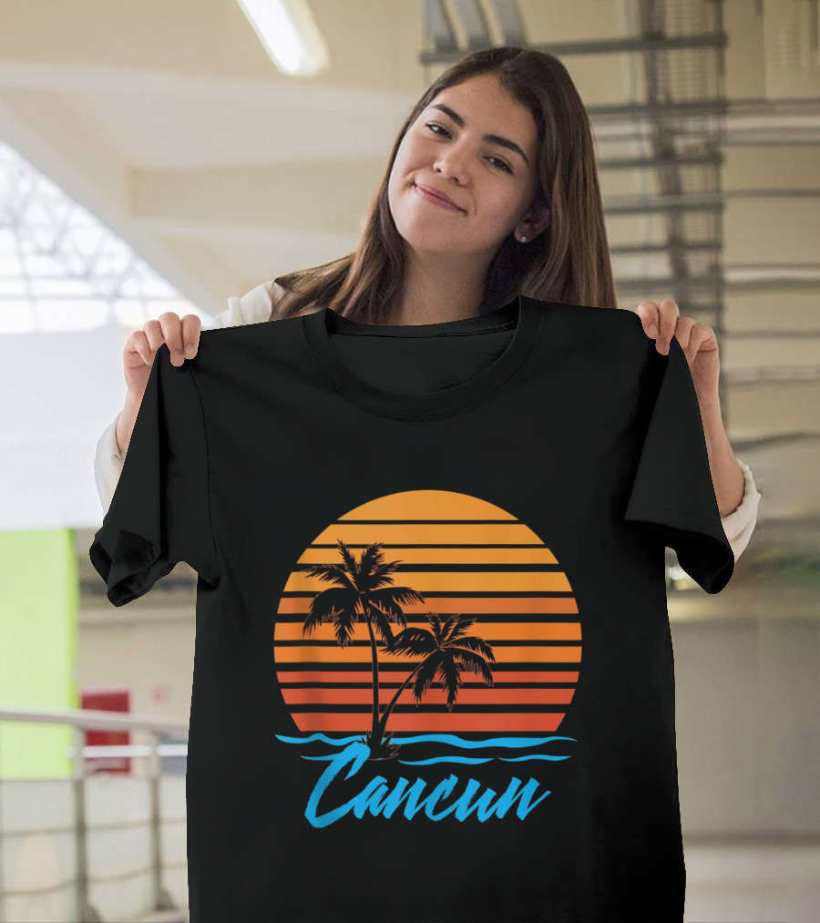 Cancun Sunset Palm Trees Beach Vacation T-Shirt