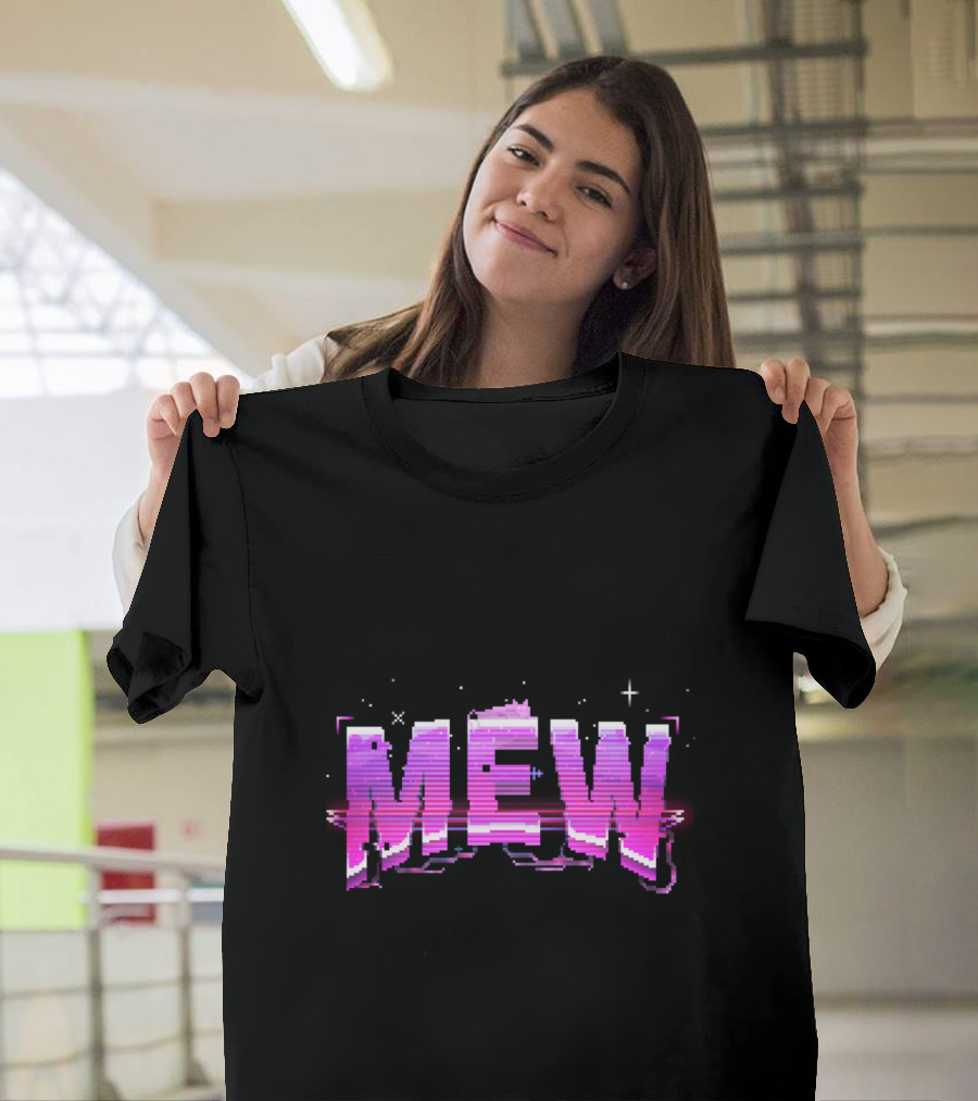 Mew Vaporwave Aesthetic Glitch Typography T-Shirt