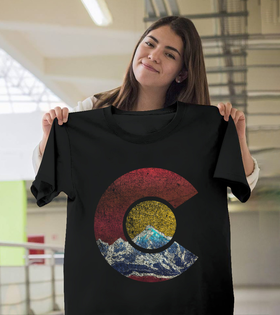 Colorado Flag C Icon with Mountain Scene T-Shirt
