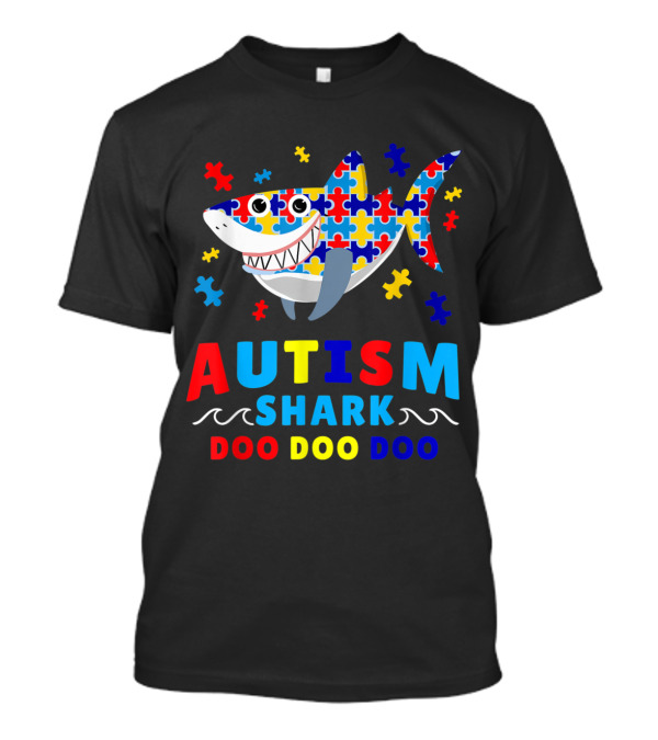 Autism Shark Doo Doo Doo Puzzle Pieces Awareness T-Shirt
