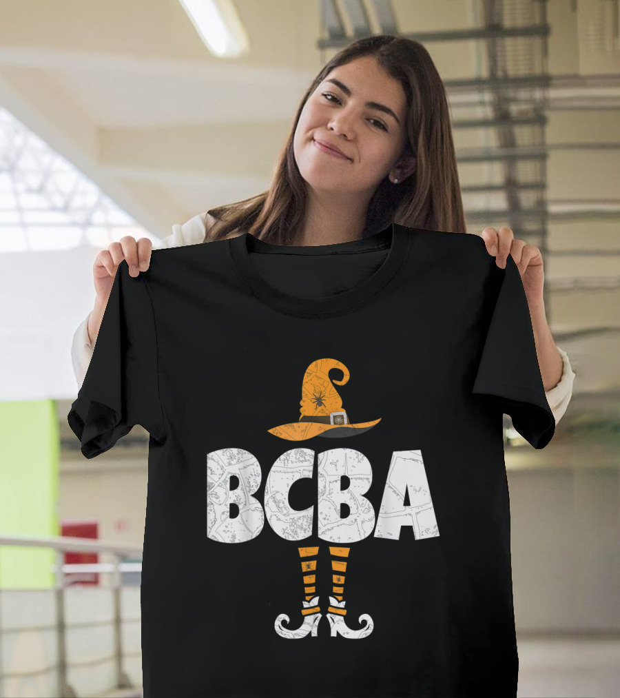 BCBA Halloween Witch Hat And Striped Socks T-Shirt